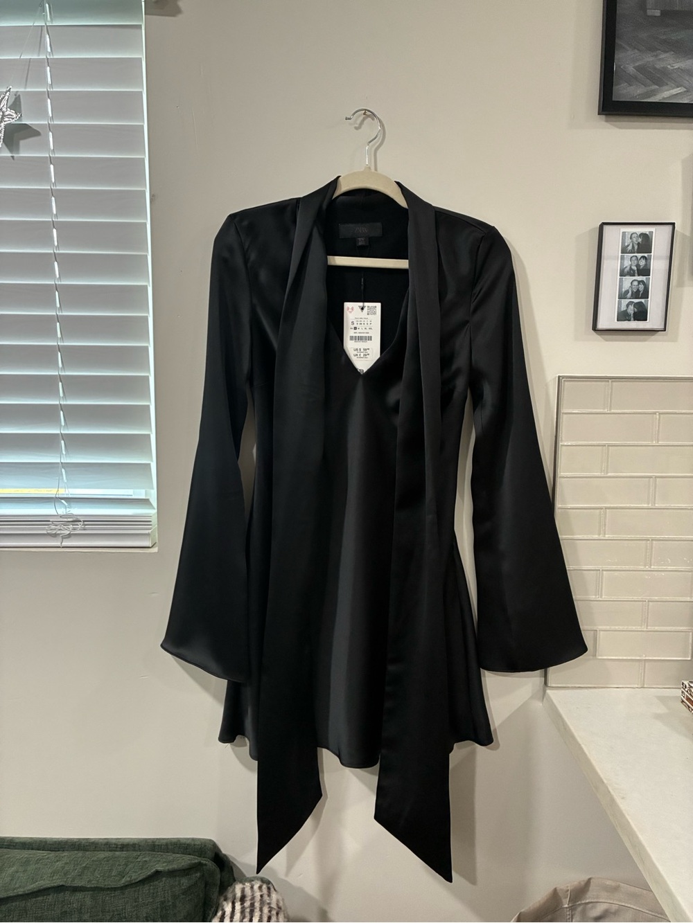 Zara Black Satin Tie-Front dress